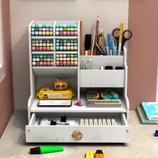 Caixa de papelaria multifuncional gaveta prateleira Multi-grade Diagonal inserção caneta balde crianças Desktop marcador