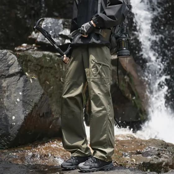 Jaqueta impermeável de montanhismo ao ar livre masculina verão reto solto macacão americano esportes casuais calças para
