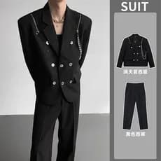 Gypsophila lantejoulas brilhantes terno duplo Breasted Design masculino corrente decoração rufião bonito solto preto ter