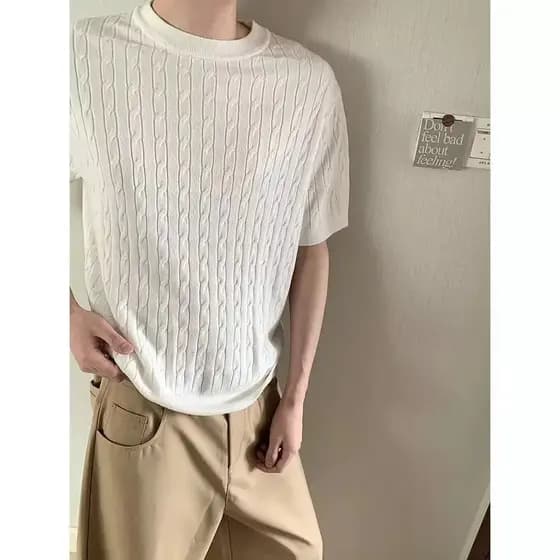 Camiseta de manga curta masculina Street Wear verão solto meia manga 2026 novo estilo influenciador tendência ins simple