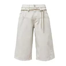[Decoração amarrada] Shorts casuais cortados brancos masculinos verão folgados retos soltos Jeans de perna larga
