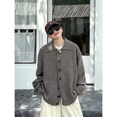 2024 outono inverno novo estilo Cardigan camisola americana Retro Casual estilo preguiçoso com decote em V camisola masc