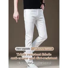 [Conforto Extremo] JC High-End Tencel Jeans / Calças Jeans / Ajuste Slim / Masculino