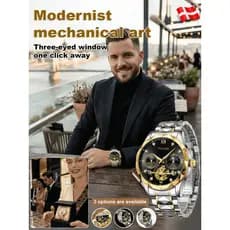 【Estilo Sofisticado】Relógio masculino mecânico esqueleto/Esqueleto/Quartz/Relógio de Pulso