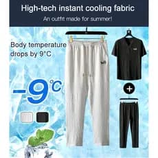 [Leve e Sofisticado] Leisure Suit Embroidery Ice Silk Sports Suit Conjunto/Vestimenta Masculina/Estilo Verão