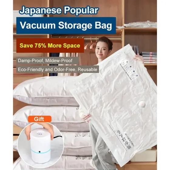 【Grande Capacidade】[Prático e Durável] Sacos de Armazenamento a Vácuo/Organizador de Roupas/Roupas de Cama