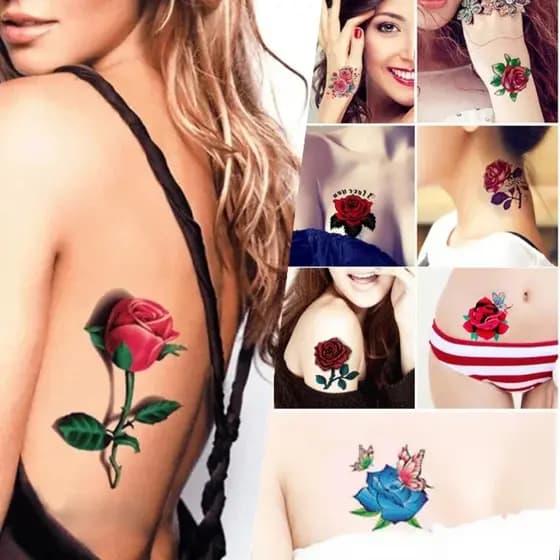 【Cobertura De Cicatriz】[Design Único] Adesivos De Tatuagem/Para Pele Feminina/Rosa E Borboleta