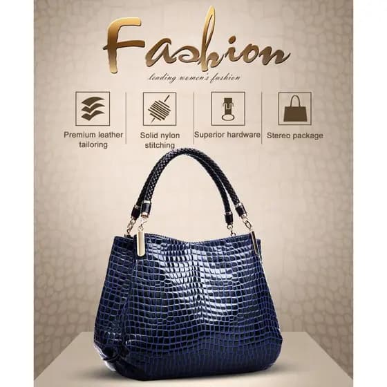 [Textura Exclusiva] Bolsa Feminina Crocodilo/Moda Europeia e Americana/Shoulder Bag Grande para Mulheres