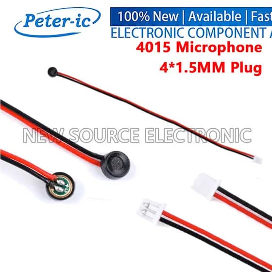 (5-20 Peças) 4015 Microfone De Alta Sensibilidade 4 * 1.5MM Fio De Soldagem Com Linha Reta E Plugue