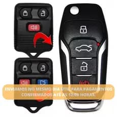 Chave Canivete Ford Substitui Controle 3 e 4 Botões Ecosport Fiesta Ka Ou Similares