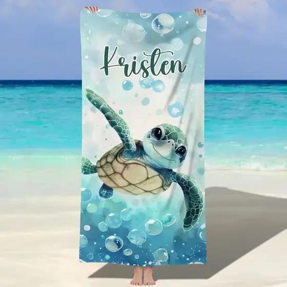 Toalha de Praia Personalizada LASPERAL para Crianças, Toalhas de Banho Personalizadas com Nomes, Toalha de Piscina de Mi