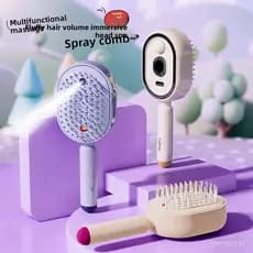 Pente pulverizador multifuncional com atomização de óleo essencial, massagem com luz vermelha, volumizador e limpeza com