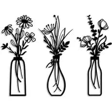 Pigort 3 Peças de Decorações de Parede com Flores de Metal - Decoração Rústica Estilo Fazenda, Decorações de Parede com