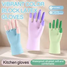 [Durável e Antideslizante] Luvas de Látex para Cozinha/Lavar Roupa/Resistentes à Água e Óleo