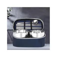 Talheres portáteis para viagem ao ar livre, colher, conjunto de três peças, bolsa de tigela de aço inoxidável para uma p