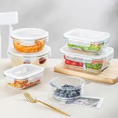 Tigela para manter fresco, peça única, aquecimento para micro-ondas, vidro de borosilicato alto, Silicone selado, frutas