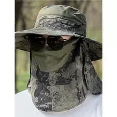 Chapéu de pesca masculino verão chapéu de sol ao ar livre Anti-ultravioleta máscara facial completa aba grande balde cha