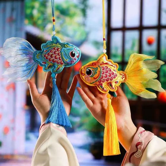Dragon Boat Festival Koi Sachê Pingente Produto Acabado Sachê de Absinto Bordado à Mão Porta Pendurada Decoração Parede