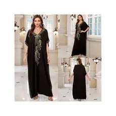 Novo estilo de algodão bordado férias praia vestido longo de uma peça feminino protetor solar solto tamanho grande Robe