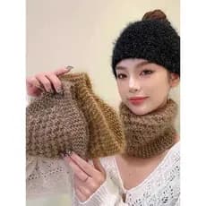 Outono inverno capa de cabelo branco chapéu feminino 2025 novo estilo quente lenço cabeça boné de malha chapéu de aba la