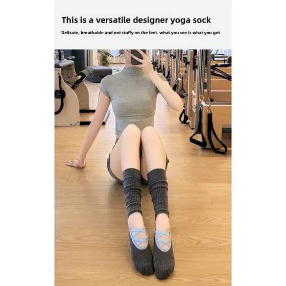 Meias de Yoga de cinco dedos antiderrapante verão estilo fino pilha meias de Fitness interior meias de chão Pilates beze