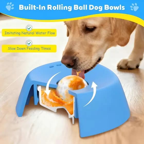Tigela de comida lenta para animais de estimação transfronteiriça, tigela líquida de alimentação lenta para cães, bola a