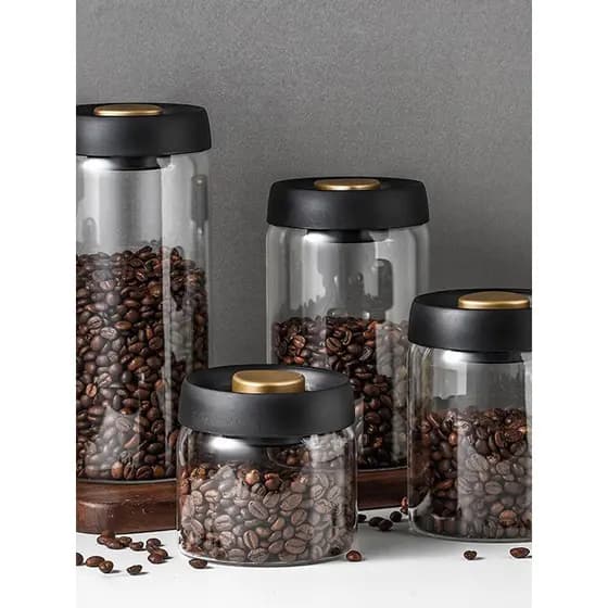 Frasco selado tipo Push a vácuo de vidro de borosilicato alto frasco de armazenamento de grãos de cozinha jarra de chá d