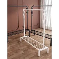 Cabide simples com haste dupla, rack de secagem do chão ao teto, cabide móvel interno, camada de armazenamento de roupas
