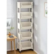 Estante de chão simples casa crianças rodas Multi-camada armário fenda estreita pequena estante volta Rack de armazename