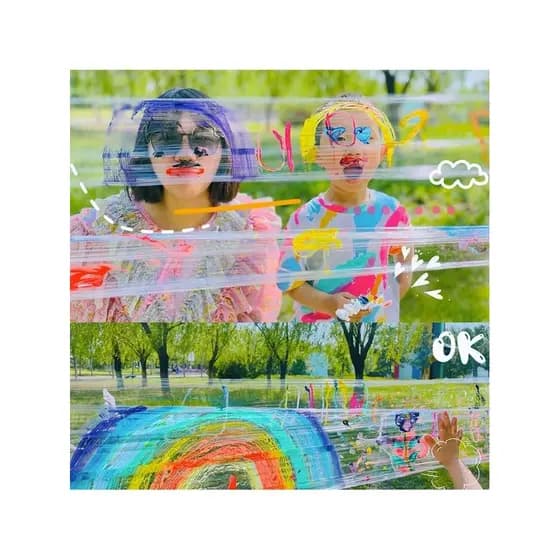 Dia do trabalho pintura ao ar livre envoltório de plástico crianças jardim de infância dia das mães pai-filho diy artesa