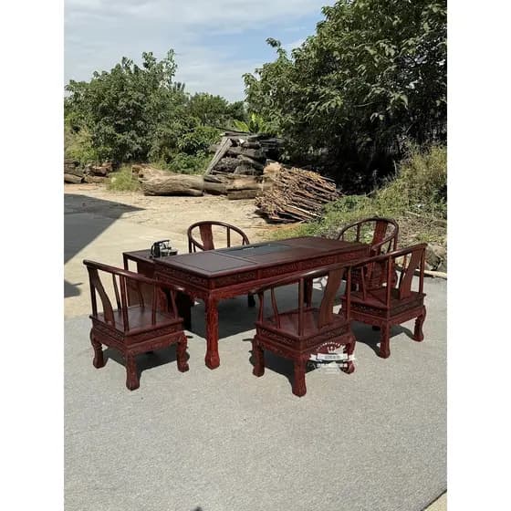 Mogno leste africano jacarandá luxo Kung Fu leão dourado mesa de chá escritório mesa de chá cadeira combinação Mingqing