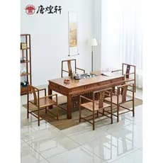 Cadeira de mesa de chá de mogno combinação novo escritório chinês casa africano wengué mesa de chá varanda móveis de mad