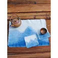 Lanyan planta Tie-Dye Placemat tecido à mão pano de solo quadrado tigela tapete de prato isolamento térmico Anti-escalda
