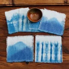Lanyan porta-copos artesanal Tie-Dye, camada única, tecido à mão, pano de solo, isolamento térmico quadrado, anti-escald