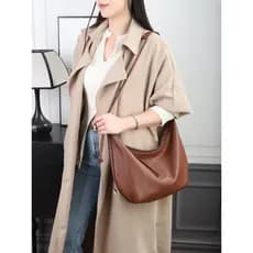 Bolsa feminina de couro genuíno 2026 novo estilo elegante All-Match bolsa de um ombro nas axilas bolsa Casual Commuter P