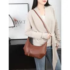 Bolsa Tote feminina de grande capacidade 2026 novo estilo couro macio bolsa de couro genuíno Commuter simples atmosféric