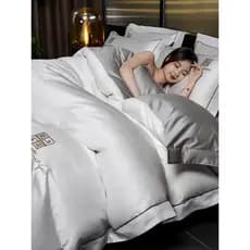 Cama de algodão de pelúcia estilo luxo leve classe A conjunto de quatro peças 100 capa de edredão de algodão puro 2025 n