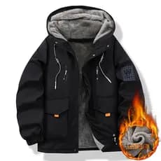 Jaqueta acolchoada masculina forro de lã jaqueta espessada jaqueta de inverno com capuz à prova de frio jaqueta acolchoa