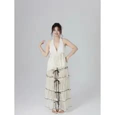 Xiaonan maiô High-End estilo preguiçoso quente menina profundo V Halter pescoço Plus Size Split maiô feminino saia grand