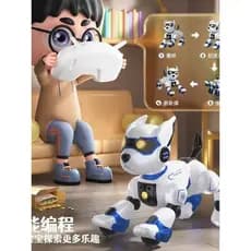 Robô inteligente cão crianças controle de voz elétrico filhote de cachorro robô menina controle remoto programação brinq