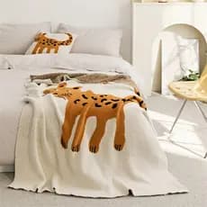 Cobertor de leopardo com ponto de desenho animado, cobertor de lã meio lado para sofá, adereços de tiro de escritório, c