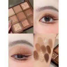 Paleta abrangente de sombras com atmosfera de Chocolate de nove cores, maquiagem leve diária, cor terra, marrom quente,