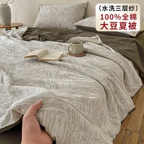 Simples puro algodão lavado fio de três camadas verão fresco colcha verão fibra de soja ar condicionado colcha dormitóri