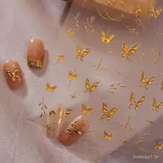 Adesivos de Unhas com Borboletas 5D, Adesivos de Unhas Dourados, Decalques de Unhas com Borboletas, Adesivos Autoadesivo