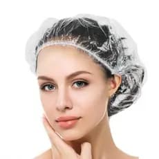 Auban 50 PCS Touca de Banho Descartável, Toucas de Banho Grandes, Espessas, Transparentes, Impermeáveis, de Plástico Elá