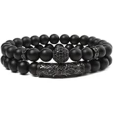 2 Pulseiras de Cristal Curativas com Contas para Homens e Mulheres, Feitas à Mão, Contas de 8MM, Pulseira Elástica de Pr