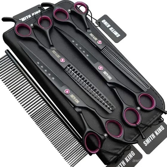 Conjunto de Tesouras Profissionais para Cuidados com o Cabelo de 7,0 polegadas, incluindo tesouras retas, de desbaste, c