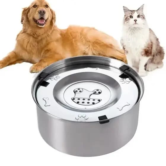 Tigela de água flutuante de aço inoxidável 304, tigela de água à prova de respingos para animais de estimação, cachorro,