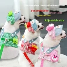 Primavera verão estilo respirável Pet cinta peitoral conjunto de corda de tração Anti-quebra colete para cães gato Outin