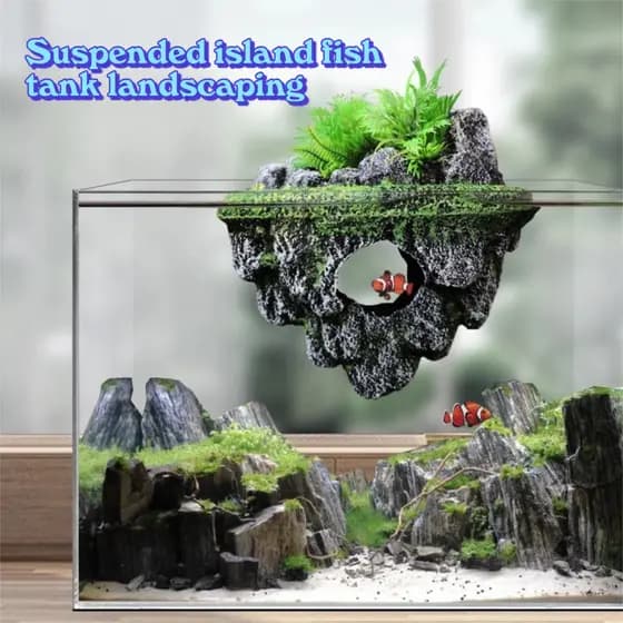 Tanque de peixes paisagismo ilha de suspensão ornamentos flutuantes simulação decoração pedra-pomes conjunto ecológico R